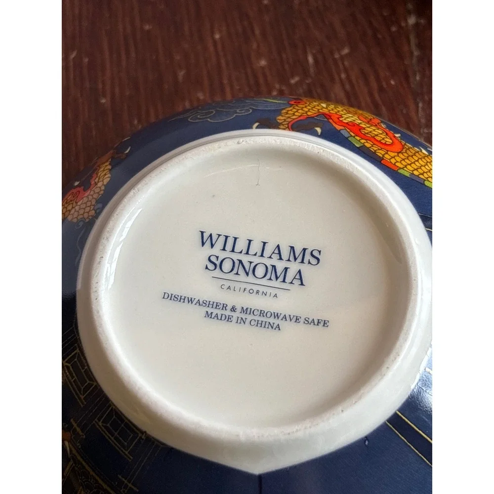Williams Sonoma Blue Dragon Cherry Blossom Pagoda Porcelain Bowls Set of 2